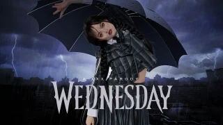 VRCosplayX Busty Teen Sage Pillar As WEDNESDAY Wants Pussy And Mouth Full Of Hard Cock VR Porn